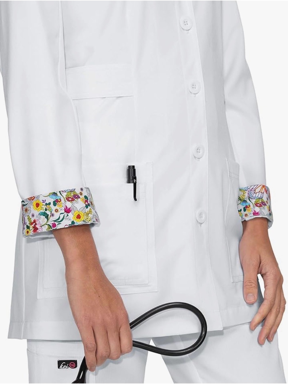 Koi Women’s Janice White Lab Coat Size XL - Picture 2 of 9